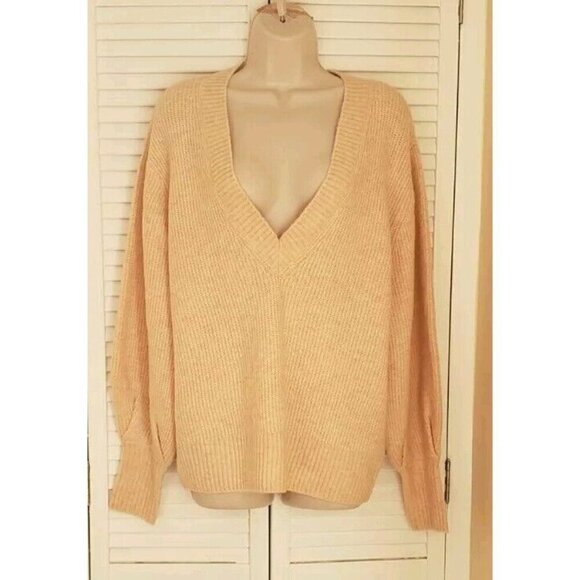 NWT $79 1.STATE V-NECK SWEATER IN PINK MELANGE SZ LARGE - Picture 4 of 10